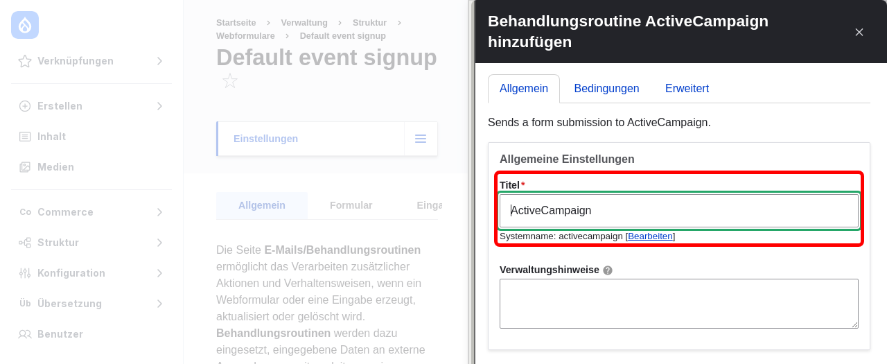 ActiveCampaignHandler title