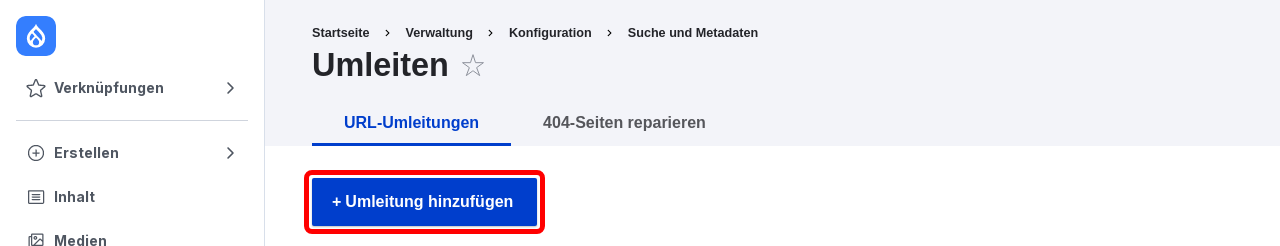 Admin AddRedirect Highlighted