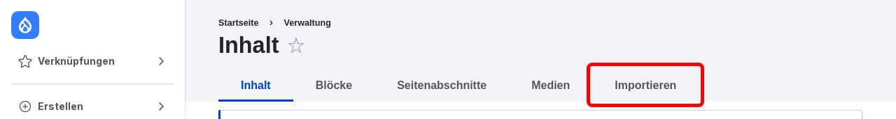 ContentImport Menu
