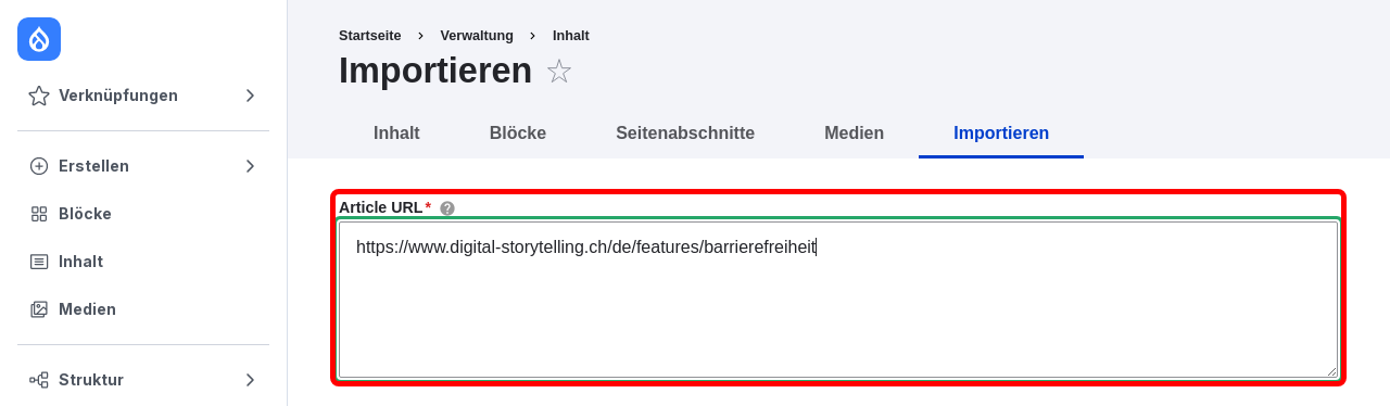 ContentImport url