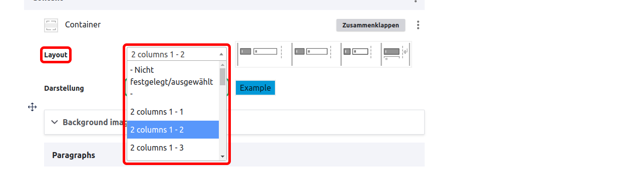 CreateParagraph Container Layout