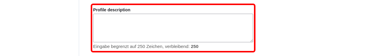 CreateProfile Description highlighted