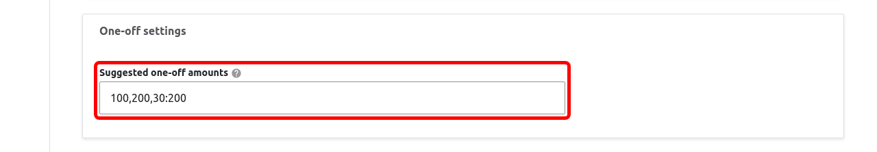 Donation Amount OneOffSettings