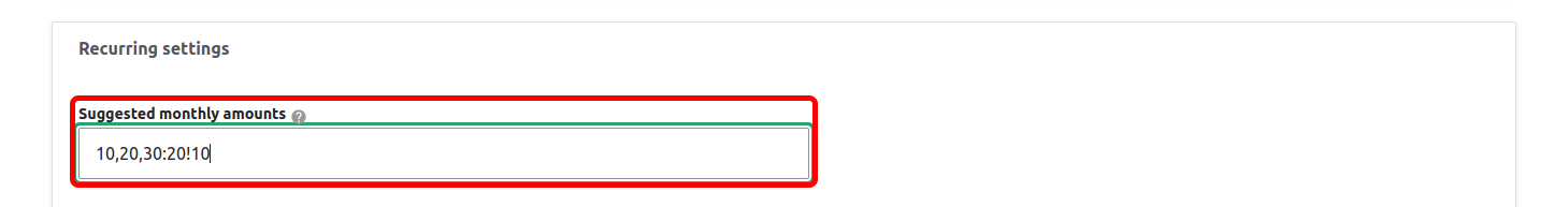 Donation Amount RecurringMinimalAmountSettings