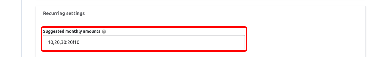 Donation Amount RecurringMinimalAmountSettings