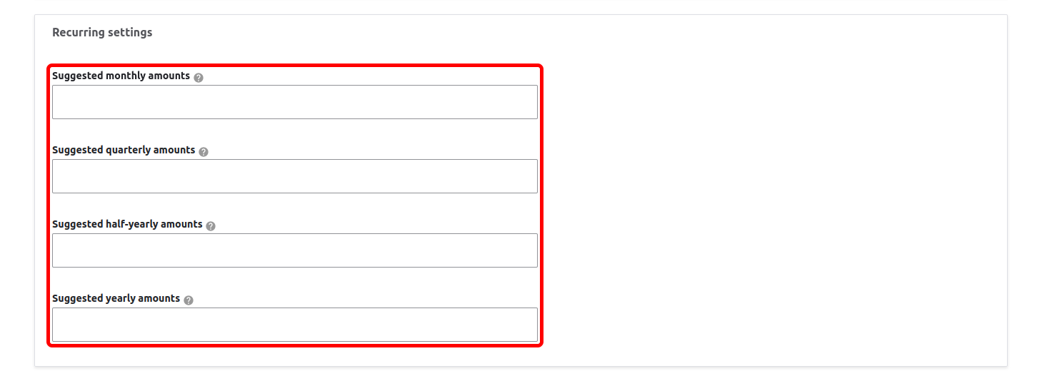 Donation Amount RecurringSettings