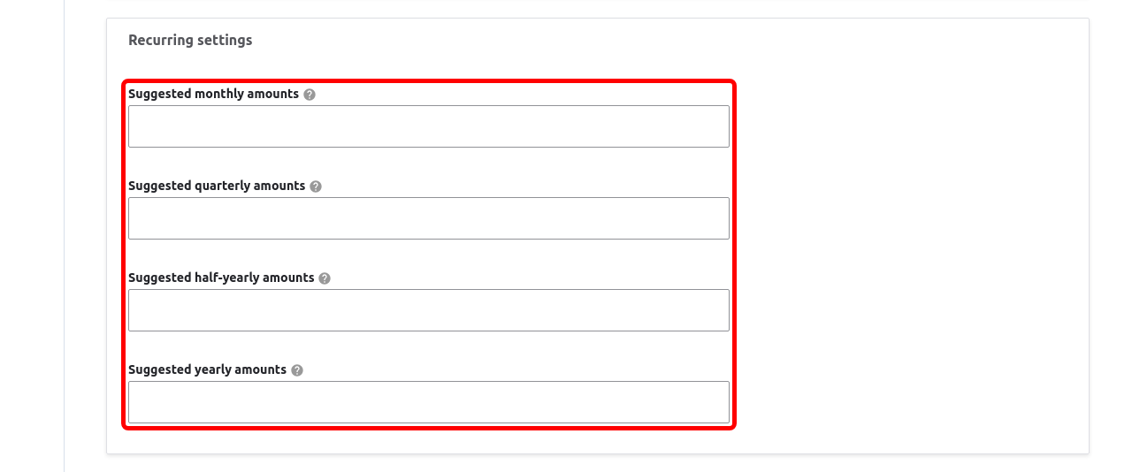 Donation Amount RecurringSettings