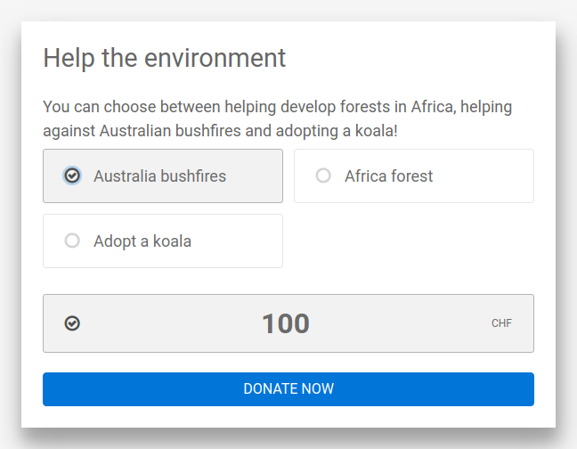 DonationWidget example OneOffSevPurpose