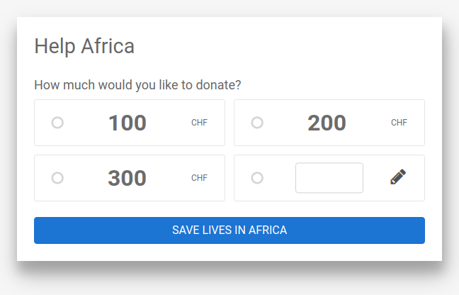 DonationWidget example customAmount