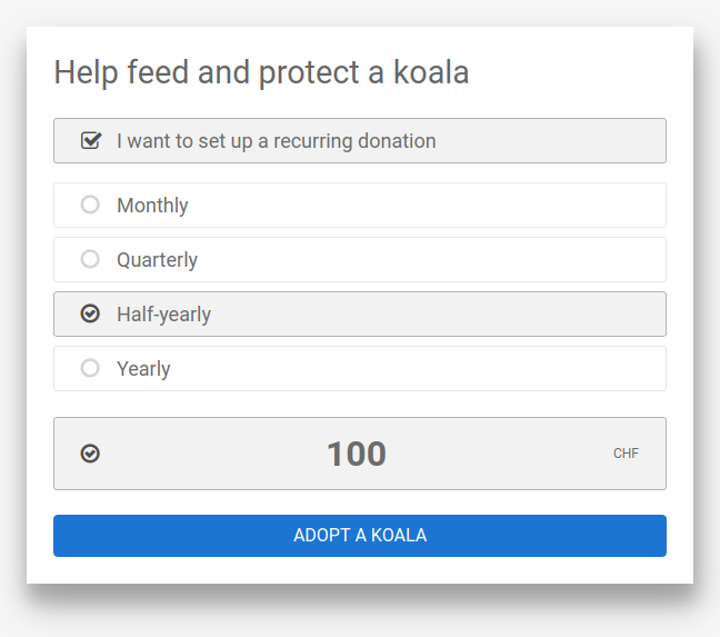 DonationWidget example recurring