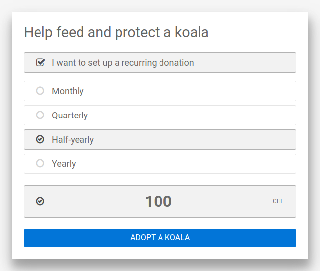 DonationWidget example recurring