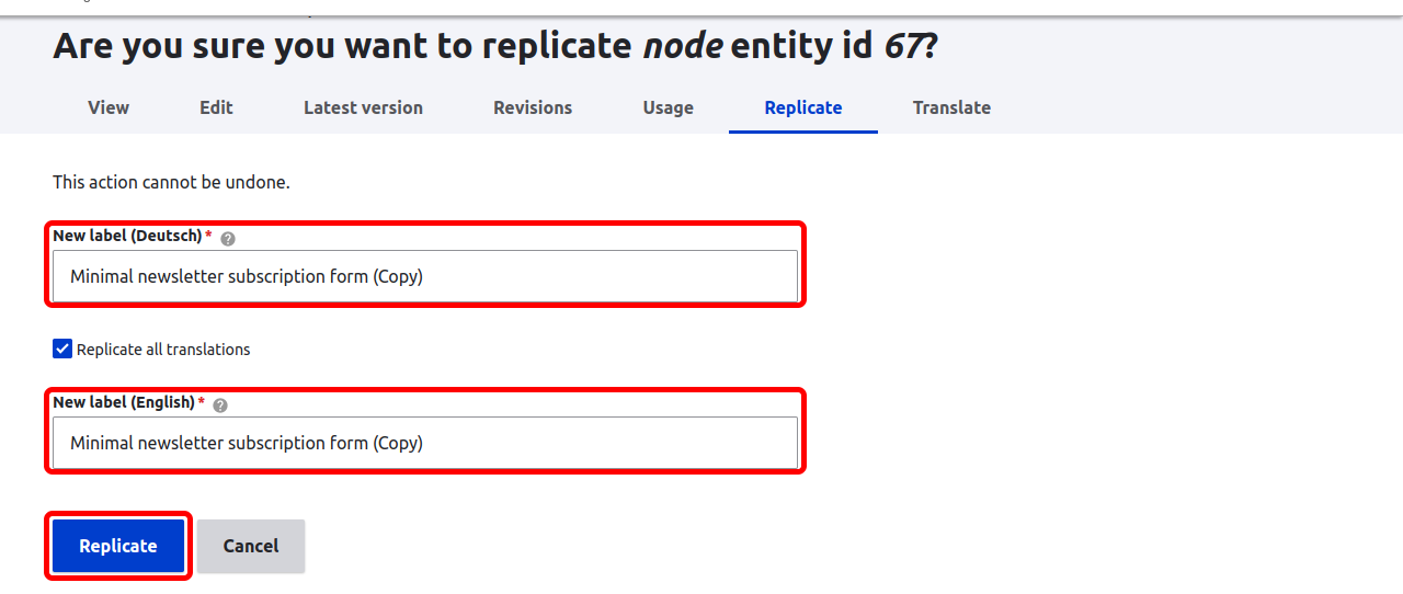 DuplicateContent MultiLing NewTitle Save