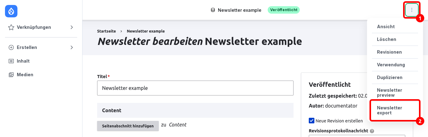 EditNewsletter Export highlighted