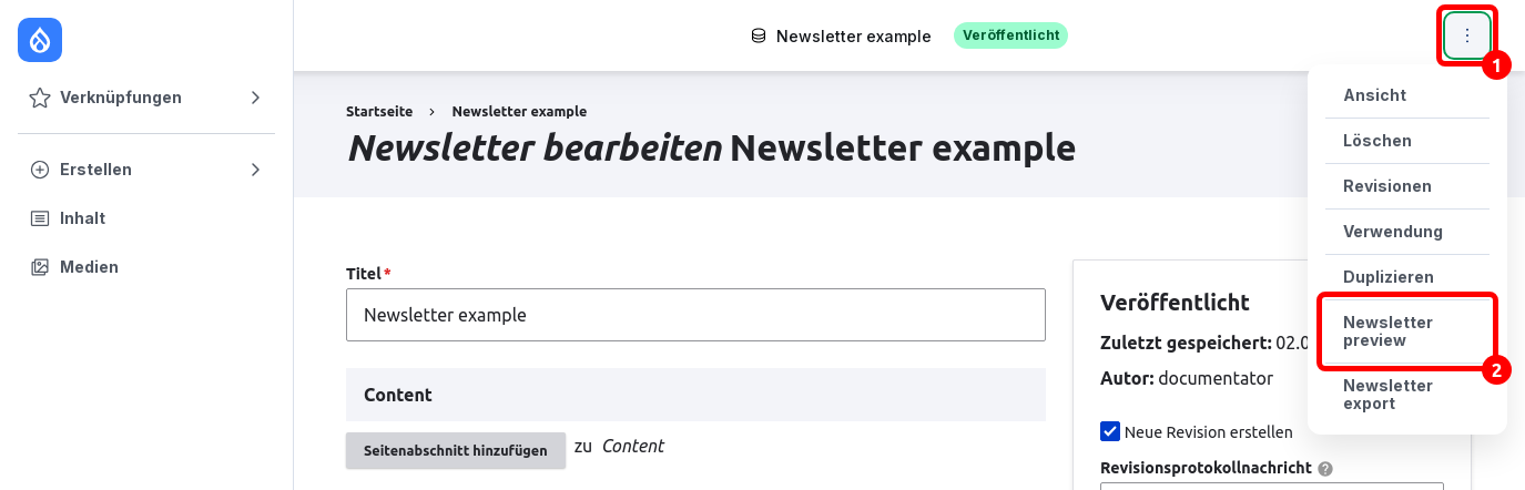EditNewsletter View highlighted