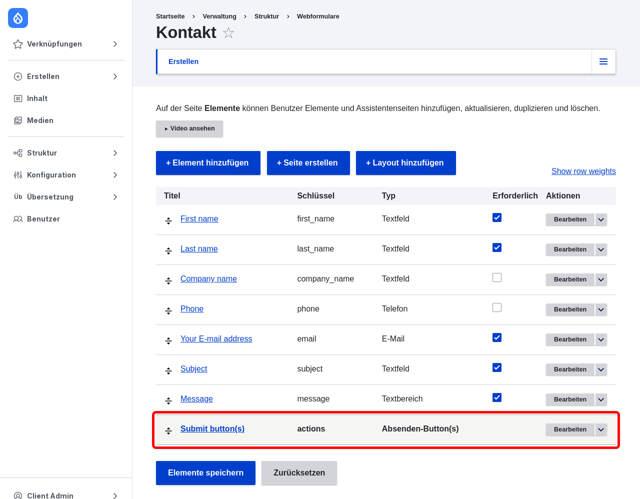 Forms Actions Highlighted