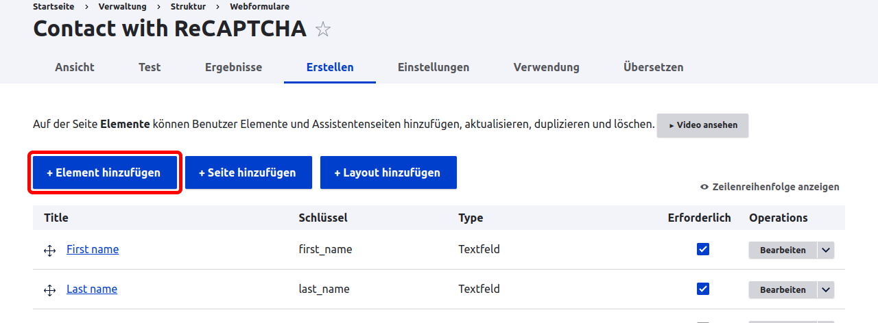 Forms AddElement Highlighted