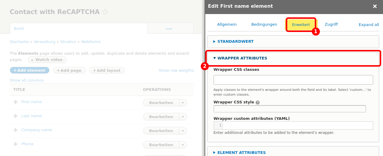 Forms ElementAdvancedSettings