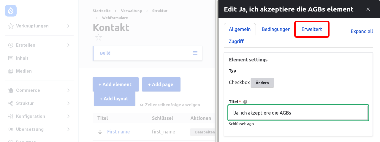 Forms ElementAdvancedTab Highlighted