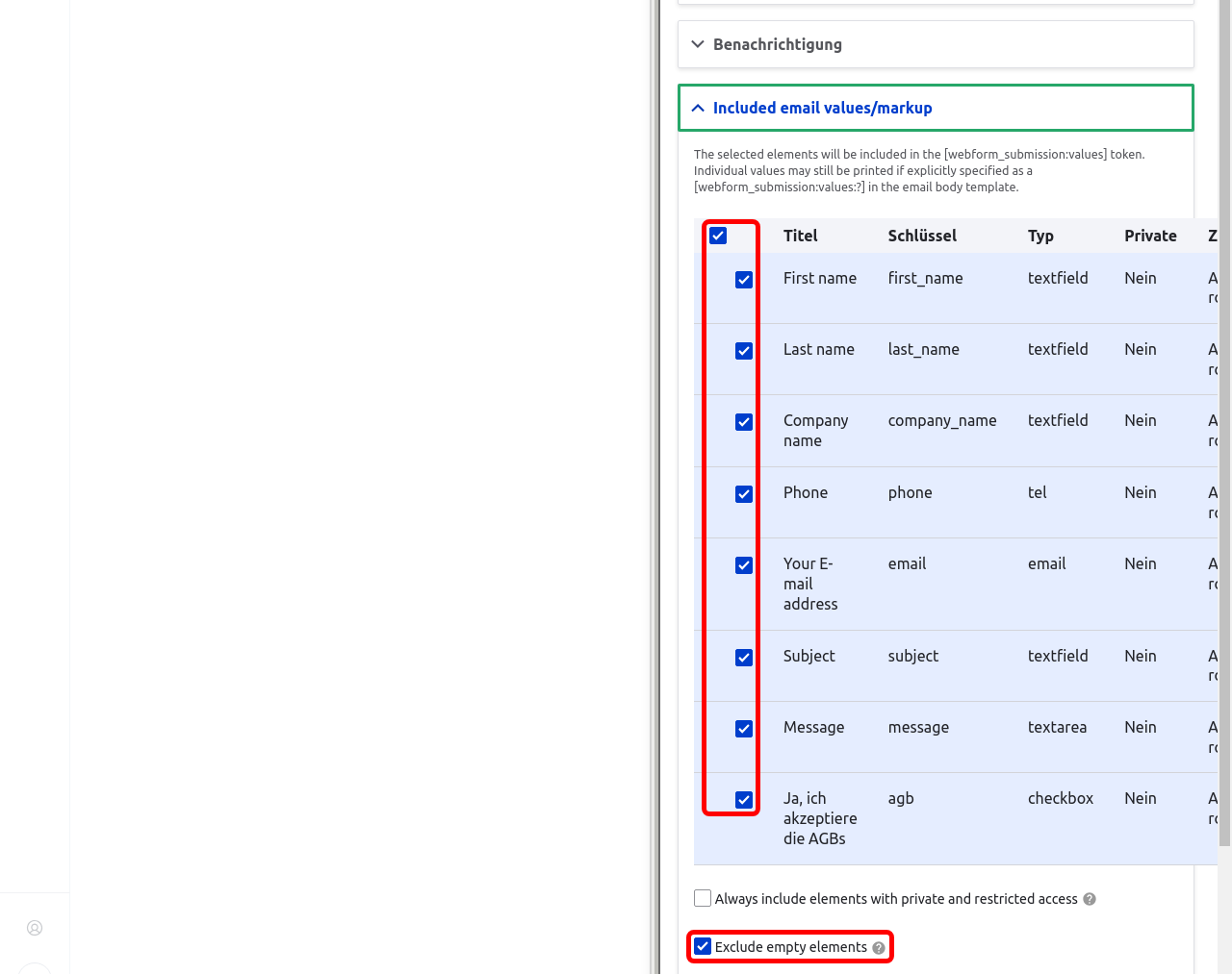 Forms EmailNotificationElements Highlighted