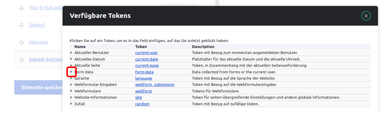 Forms FormDataTokens