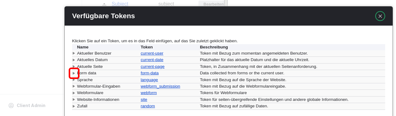 Forms FormDataTokens