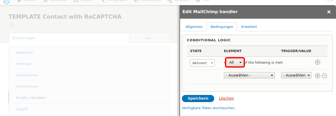 Forms MailchimpHandler ConditionsOperator