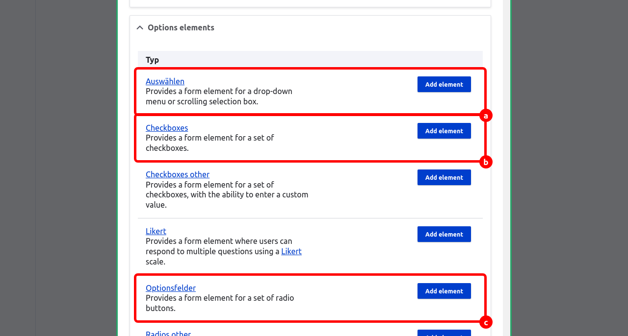Forms OptionFields