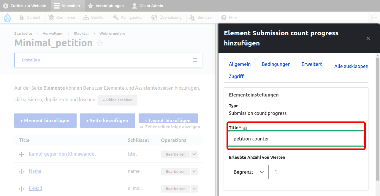 Forms PetitionCounter Title