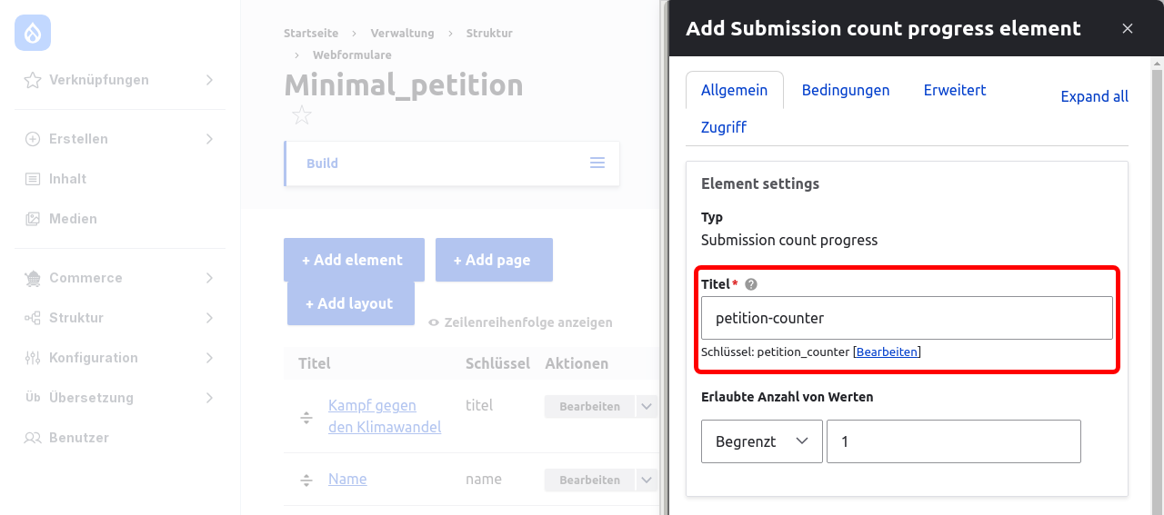 Forms PetitionCounter Title