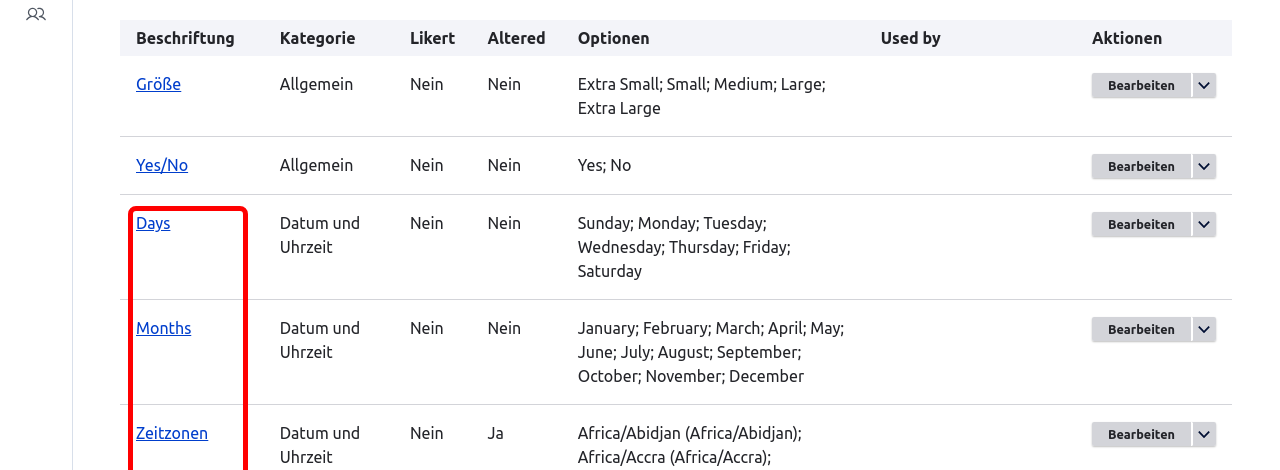 Forms PresetOptionsList