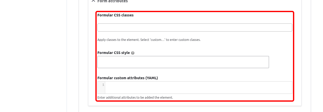 Forms SettingsAttributes