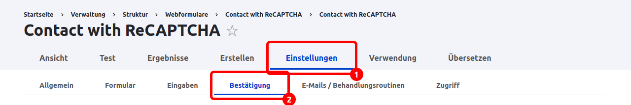 Forms SettingsConfirmation