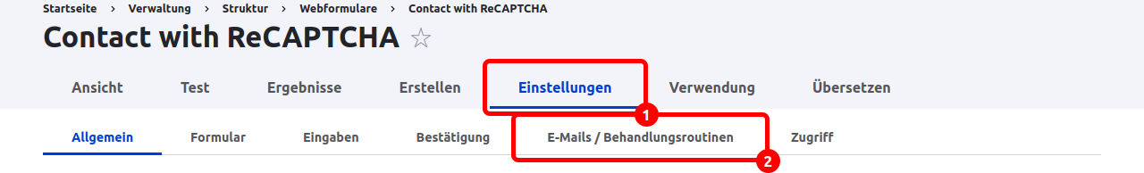 Forms SettingsMailHandlersTab