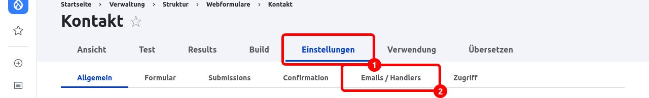 Forms SettingsMailHandlersTab