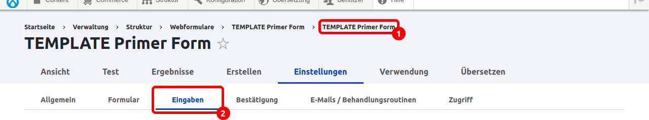 Forms SettingsSubmissions