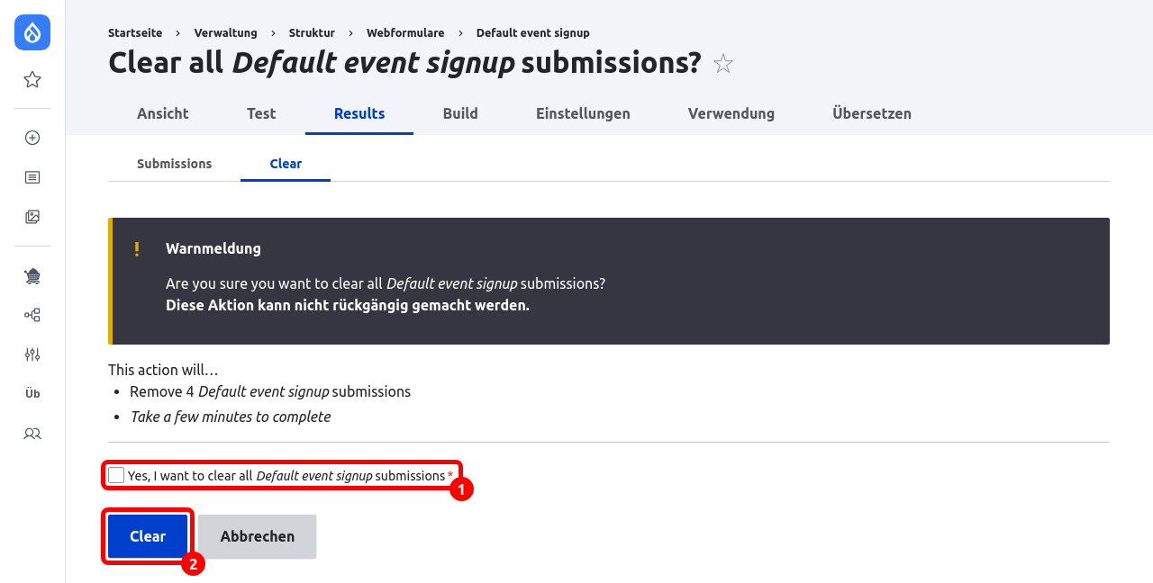 Forms SubmissionsClear