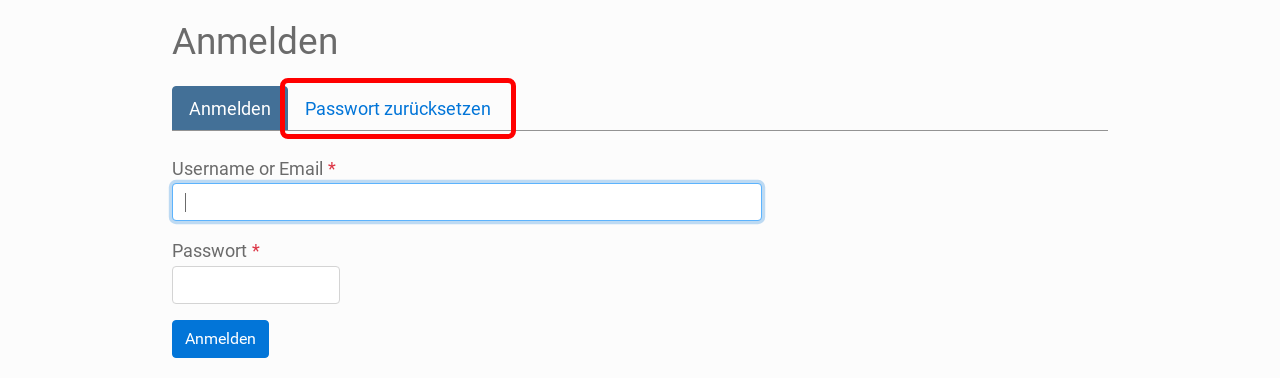 Login ResetPassword Highlighted