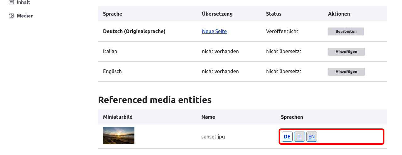 Media Translate Table