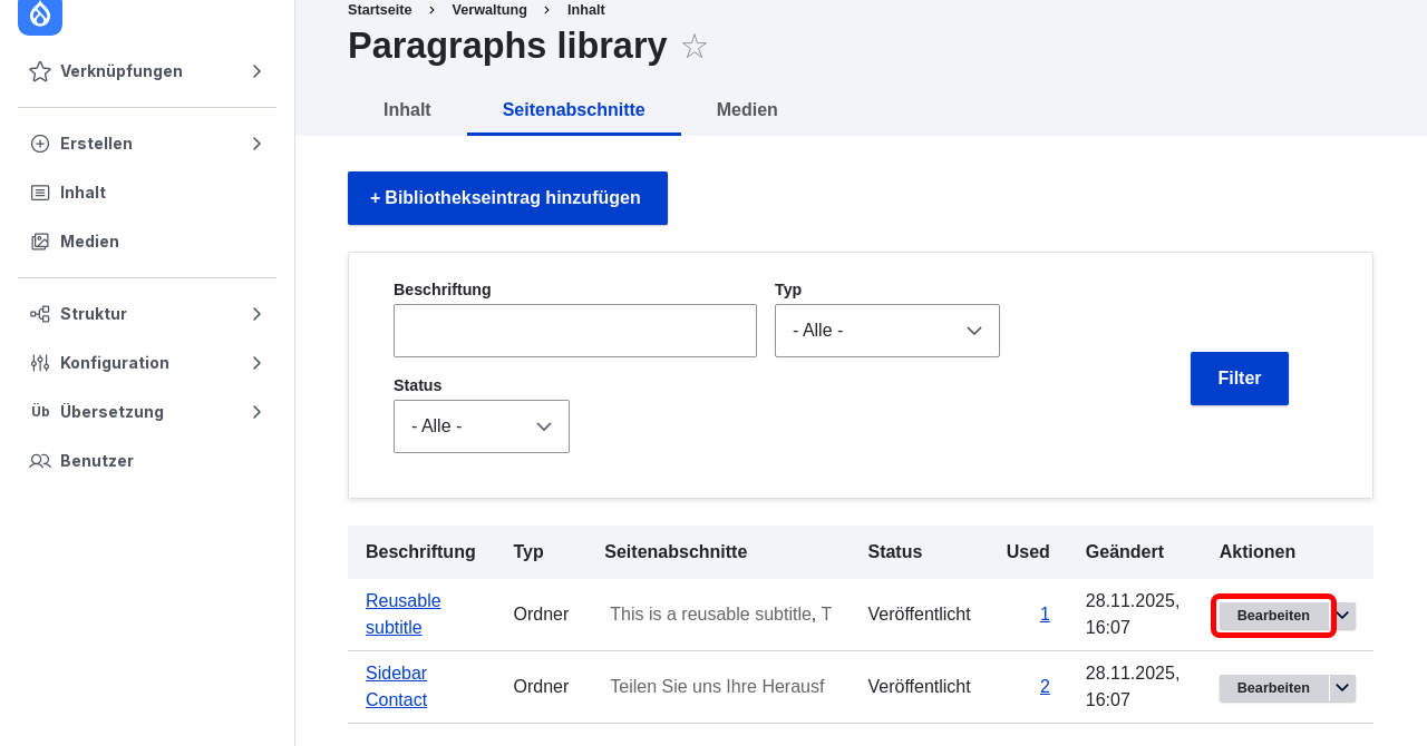 ParagraphLibrary EditAdmin