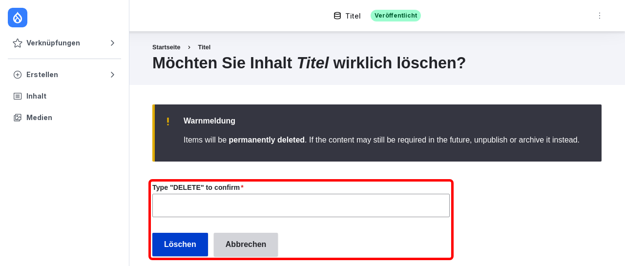 Sidebar Delete Content Confirm