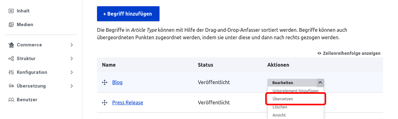 TaxonomyTerm Translate Highlighted