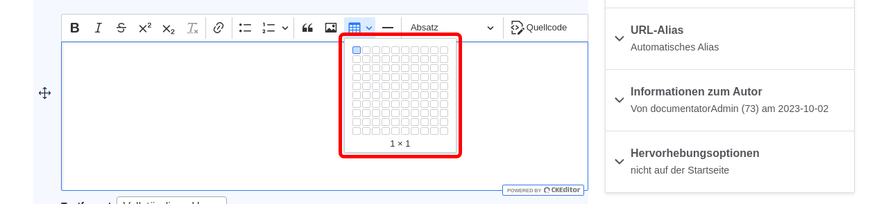 Text SetupTable