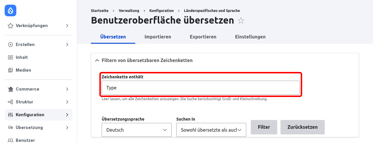 TranslateInterface Search