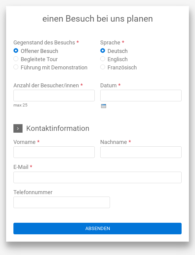 Webform ExampleSchedule