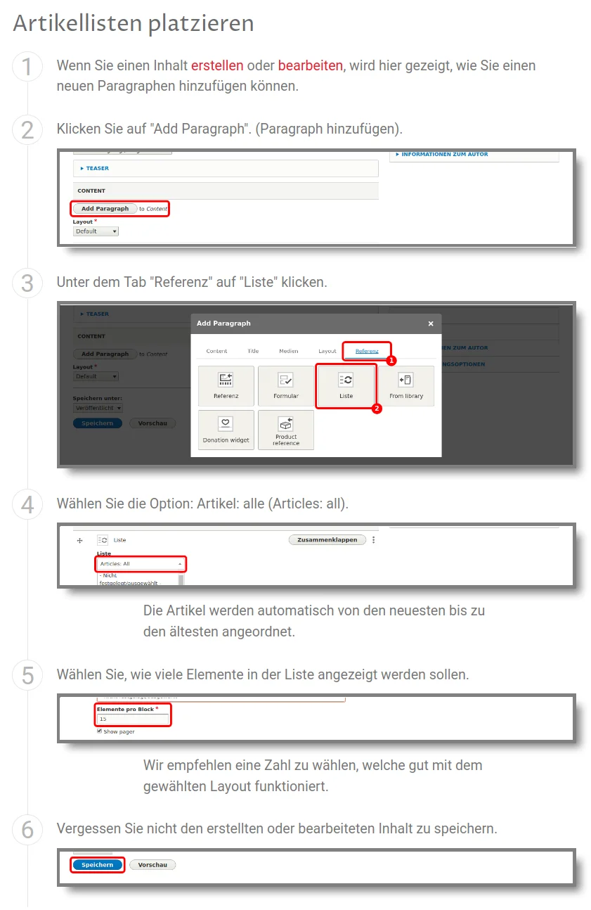 documentation list