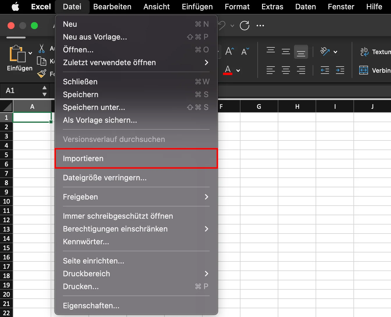 CSV Datei importieren