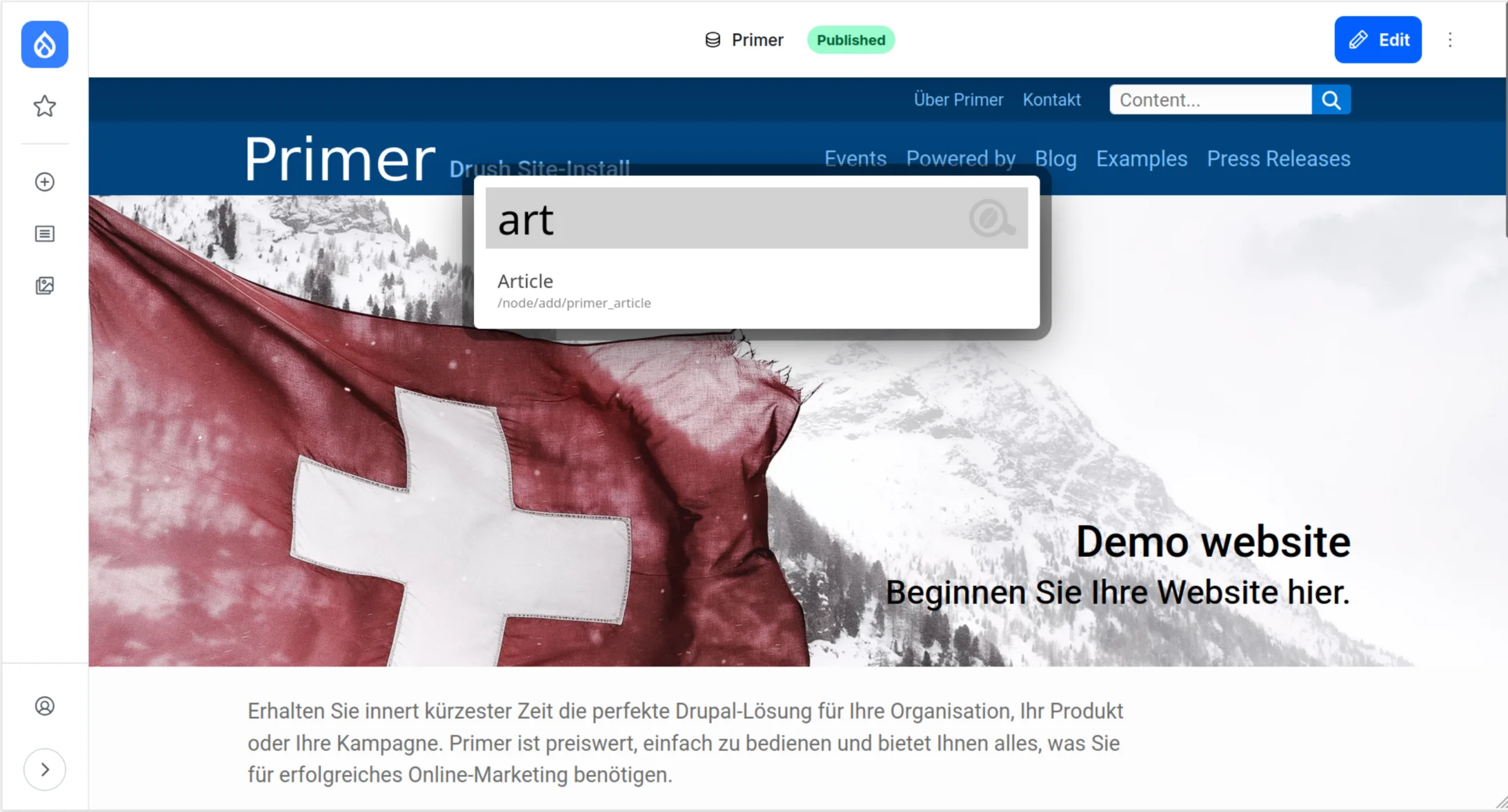 Beispiel Schnellsuche