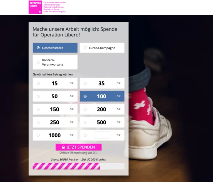 Screenshot Operation Libero Spenden-Widget