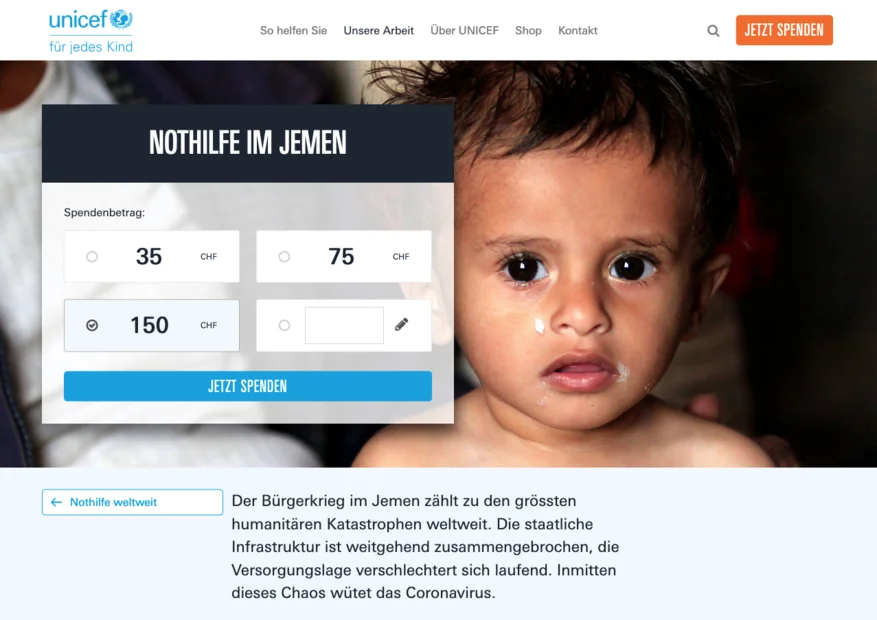 Screenshot Spenden-Widget